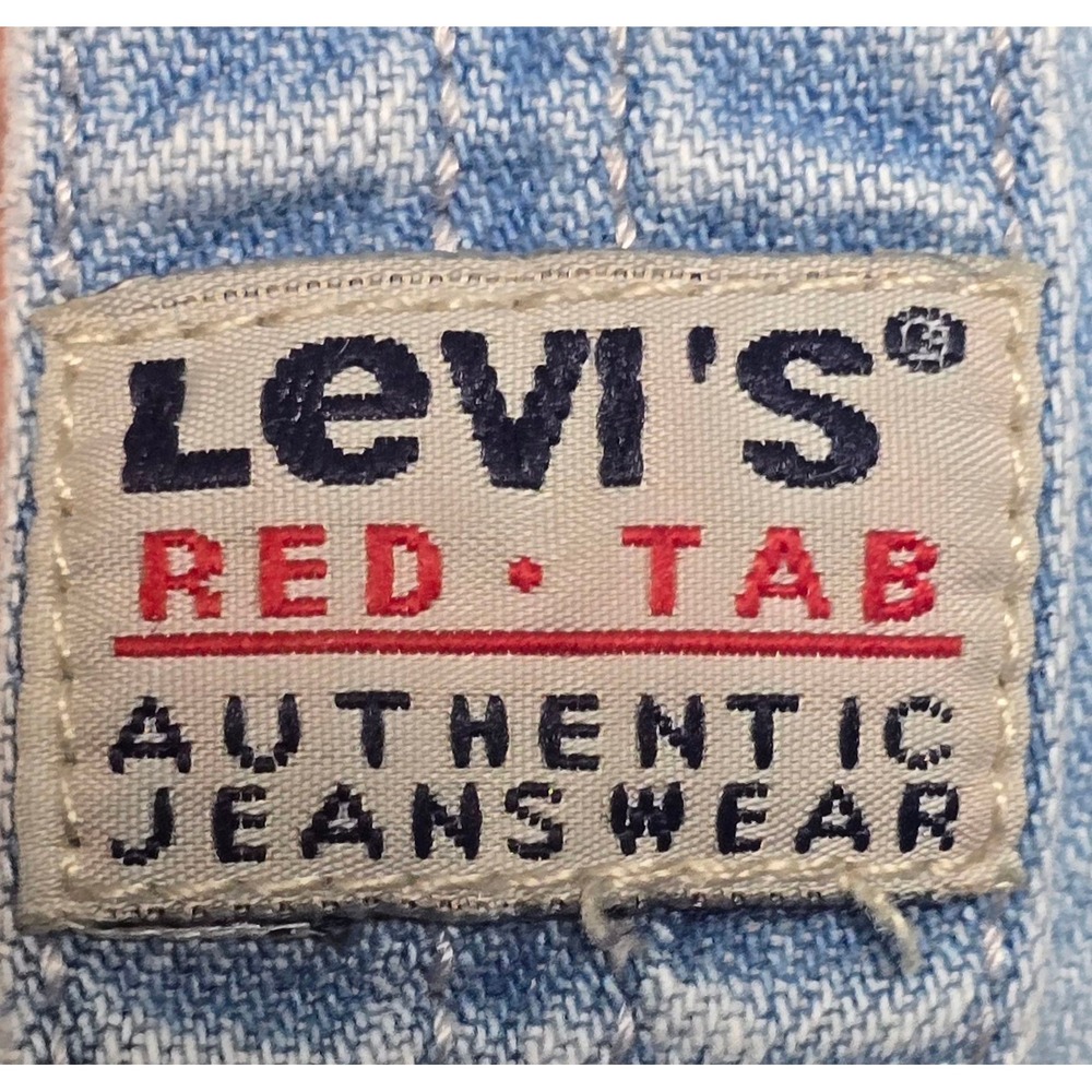Vintage Levis Denim Shirt Button Up Long Sleeve Light Wash Sz S 8-10 Red Tab - Picture 7 of 11